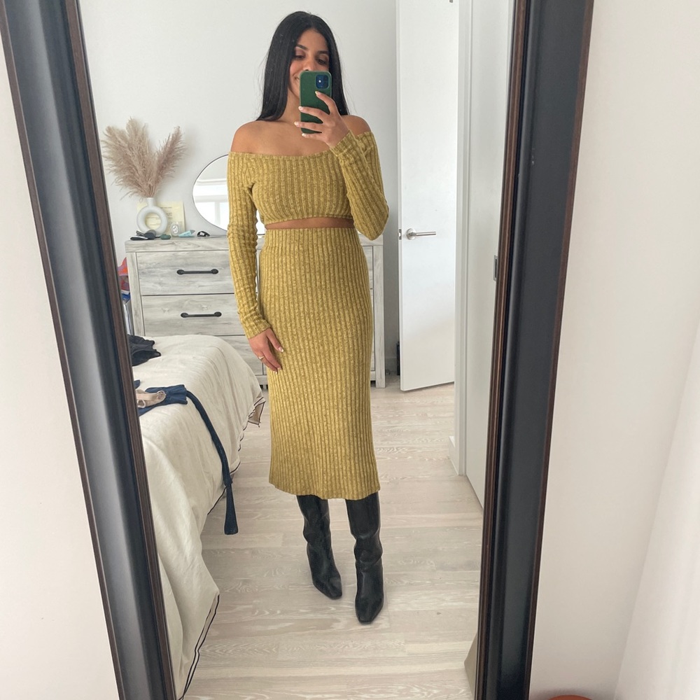Chartreuse Knit Set